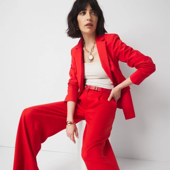 WHBM $195 One-Button Blazer Jacket Red Flamenco 8 12 - Picture 3 of 8